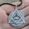 925 Sterling Silver All-Seeing Eye Pendant, Eye of Providence Pendant, Silver Masonic Eye Necklace, Knights Templar Jewelry, Freemasonry Pendant,Masonic Pyramid