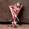 Religious Necklace With Red Zircon For Men Vintage