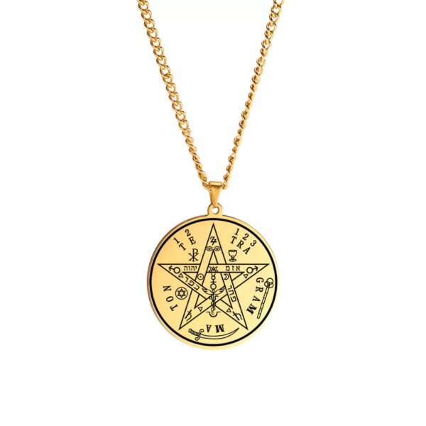Vintage Talisman Tetragrammaton Pentagram of Solomon Pendant Wicca Necklace Gift
