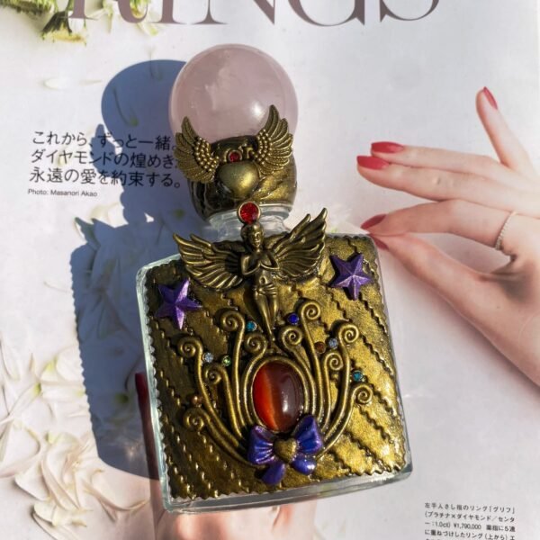 Natural Rose Quartz Crystal Sphere Lid Hot Selling Magic Glass Bottle Special Jewelry Gift For Decoration