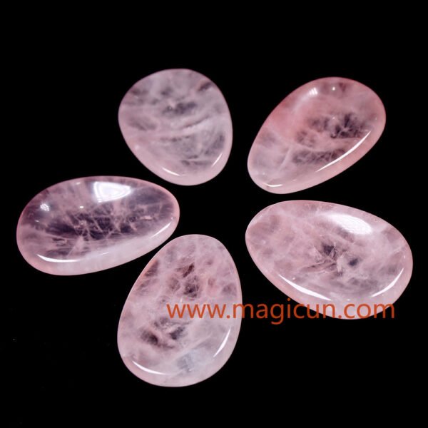 Magicun Stone~1PC  Natural Rose Quartz Thumb massage stone Gemstone Crafts  Wood Magic Stone Ornament Gifts