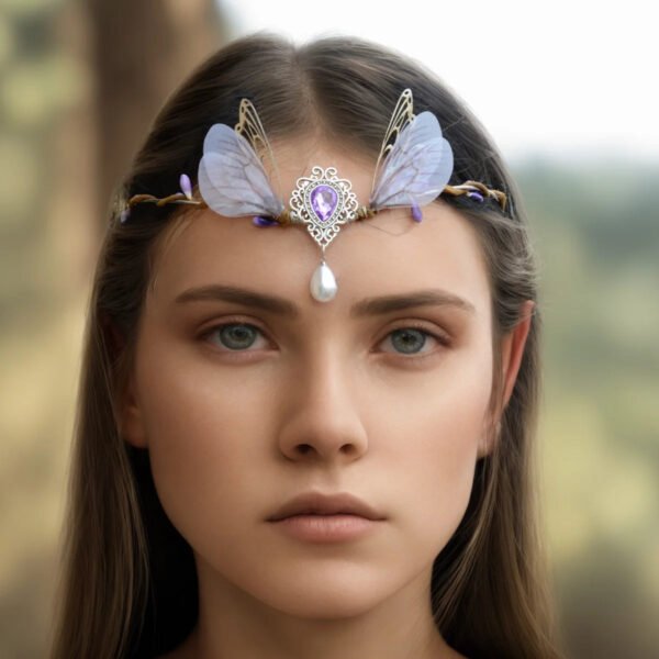 Handmade Forest Woodland Elf Hair Tiara Butterfly Deer Twig Branch Leaves Hair Crowns Fairycore Elvens Hair Jewelry for women