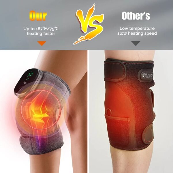 Thermal Knee Massager 3 in 1 Shoulder Knee Elbow Heating Massage Support Brace Rechargeable Vibration Pad Arthritis