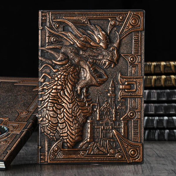 3D Three-dimensional Dragon A5 Notebook European Retro Thickened Pu Embossed Notepad Diary Business Gift Office Supplies