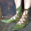 Medieval Gothic Retro Elf Witch Leaves Lace Up Shoes For Women Men Cosplay Costume Carnival Party Knight Boots Accessories