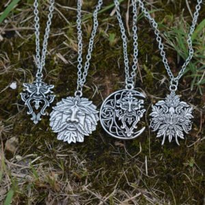 Wicca Celtic Green Man Pentagram Pendant woman necklace