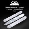 Himalayan Glow 1063 WBM Selenite Healing Crystals, 2 Wands with Single Massage Stick – 3 Count