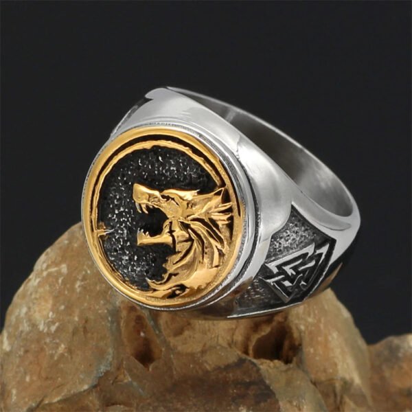 FENRIR RING Wolf Ring,Nordic Viking Wolf Head Wolf Paw Ring for Men,Gothic Howling Wolf Head Wolf Claw Ring Hip Hop Wolf Animal Ring for Boys Punk Celtic Wolf Jewelry