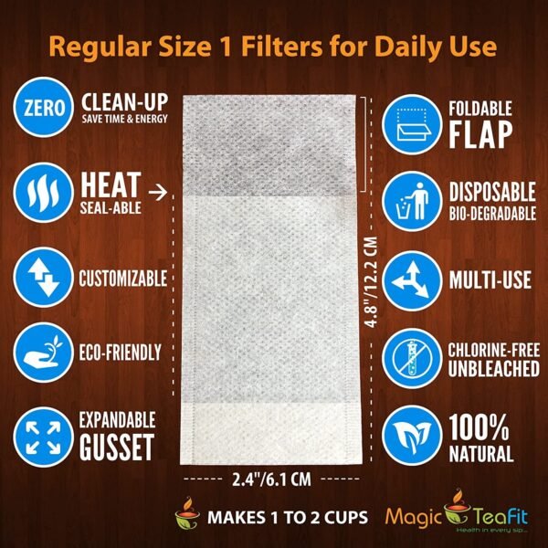 Modern Tea Filter Bags, Disposable Tea Infuser, Size 1, Set of 200 Filters - 2 Boxes - Heat Sealable, Natural, Easy to Use Anywhere, No Cleanup – Perfect for Teas, Coffee & Herbs - from