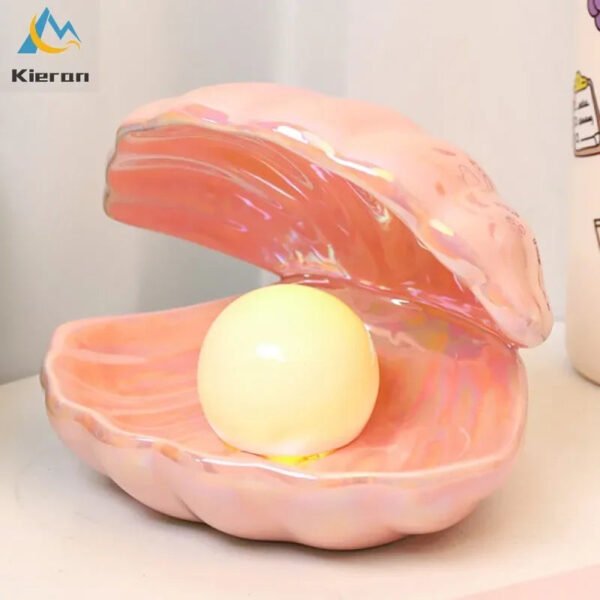 Nordic Modern Shell LED Night Light Bedroom Study Bedside Ceramic Pearl Lamp Living Room Decorative Desktop Ornaments Floor Lamp