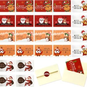 Christmas Cards with Envelopes - 24 Happy Holiday Cards with Envelopes Holiday Greeting Cards Bulk Set Christmas Cards Assortment 4" X 6" (Cartoon - 6 Designs)