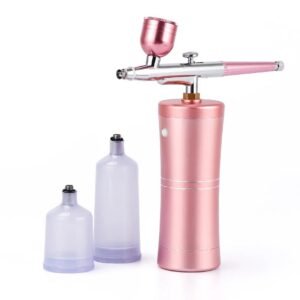 Pink Mini Air Compressor Kit Air-Brush Paint Spray Gun Airbrush For Nail Art Tattoo Craft Cake Nano Fog Mist Sprayer