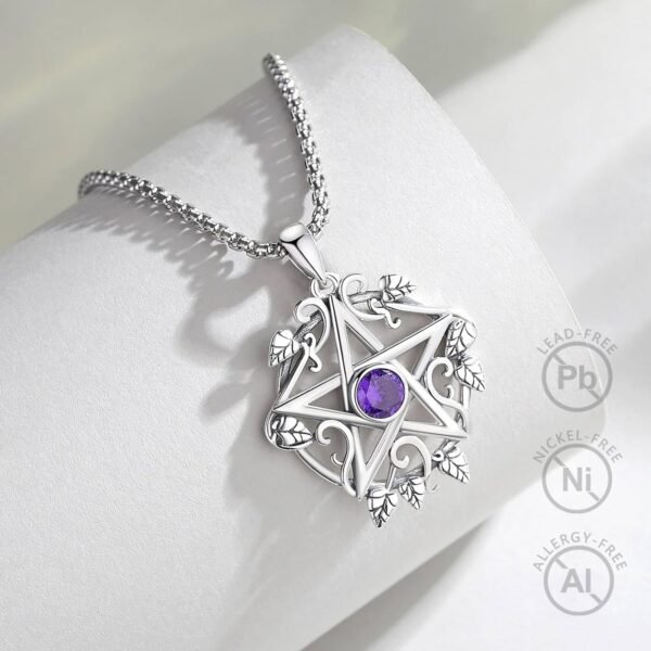 Vito Sterling Silver Tetragrammaton Necklace for Women Men, Abalone Shell 18k Gold Plated Pentagram Pendant, Wiccan Protection Amulet Pentacle Star Jewelry Gift for Wife Husband, 24"/18"/22"