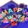 Happy New Year Pop up Card - 3D Greeting Card, Birthday Card, Pop up Christmas Card, Pop up New Year Holiday Card, New Years Holiday Card, 3D Christmas Greeting Card (Happy New Year)