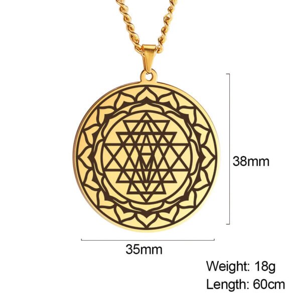Sri Yantra Mandala Sacred Geometry Pendant Necklace Chakra Energy Necklace Meditation Spiritual Jewelry Stainless Steel