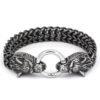 Home Steel / 7.5" Viking Nordic Geri & Freki Stainless Steel Bracelet Ancient Treasures Ancientreasures Viking Odin Thor Mjolnir Celtic Ancient Egypt Norse Norse Mythology