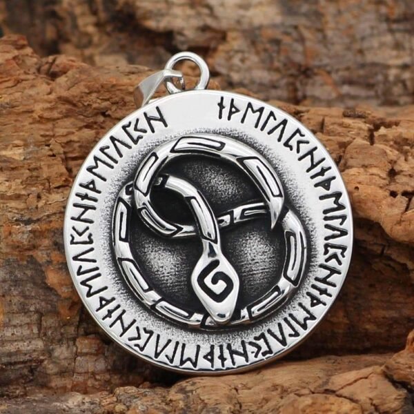 Viking Nordic Snake Rune Stainless Steel Pendant & Necklace
