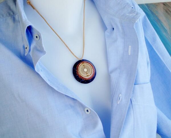 Orgone Energy~Orgone orgonite® powerful blue necklace-pendant with 2 gold-plated MWO Lakhovsky, protection, clearing chakra, energy - crystal healing