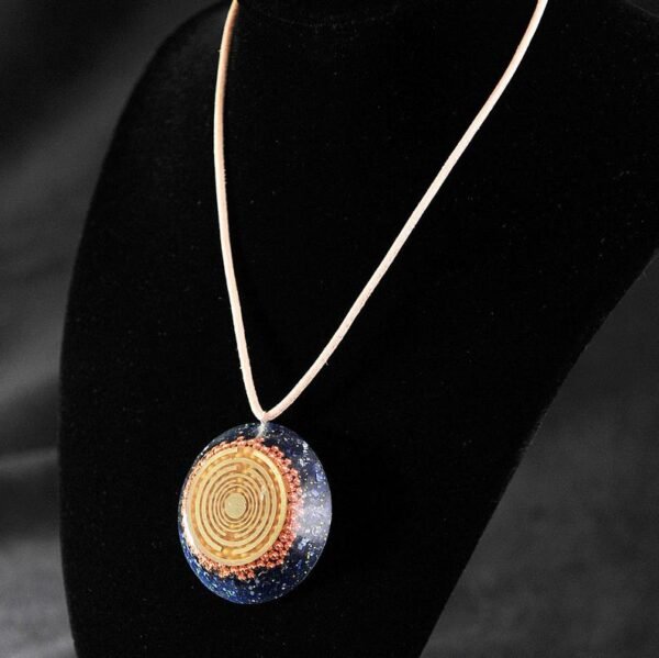 Orgone Energy~Orgone orgonite® powerful blue necklace-pendant with 2 gold-plated MWO Lakhovsky, protection, clearing chakra, energy - crystal healing