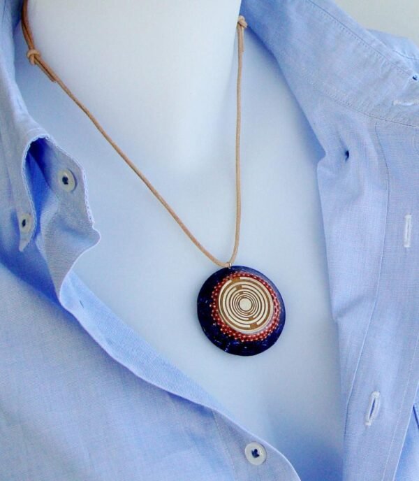 Orgone Energy~Orgone orgonite® powerful blue necklace-pendant with 2 gold-plated MWO Lakhovsky, protection, clearing chakra, energy - crystal healing