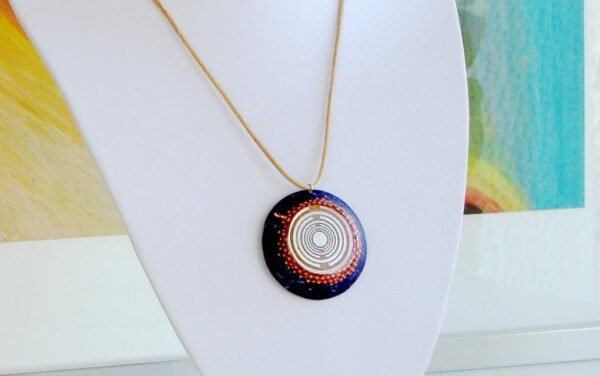 Orgone Energy~Orgone orgonite® powerful blue necklace-pendant with 2 gold-plated MWO Lakhovsky, protection, clearing chakra, energy - crystal healing