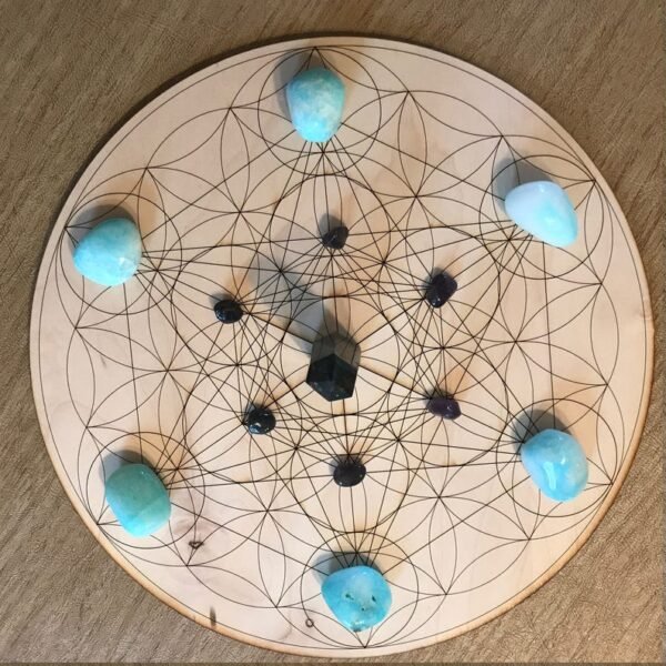 Crystal Grid~Metatron's Cube and Flower of Life Crystal Grid - Altar Decoration