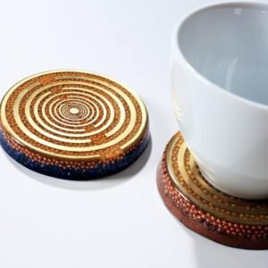 Orgone Energy~Orgone orgonite® coaster, drink charger, charging plate, water energizer, water optimizer, with 2 MWO by Lakhovsky, Golden Ratio Antenna