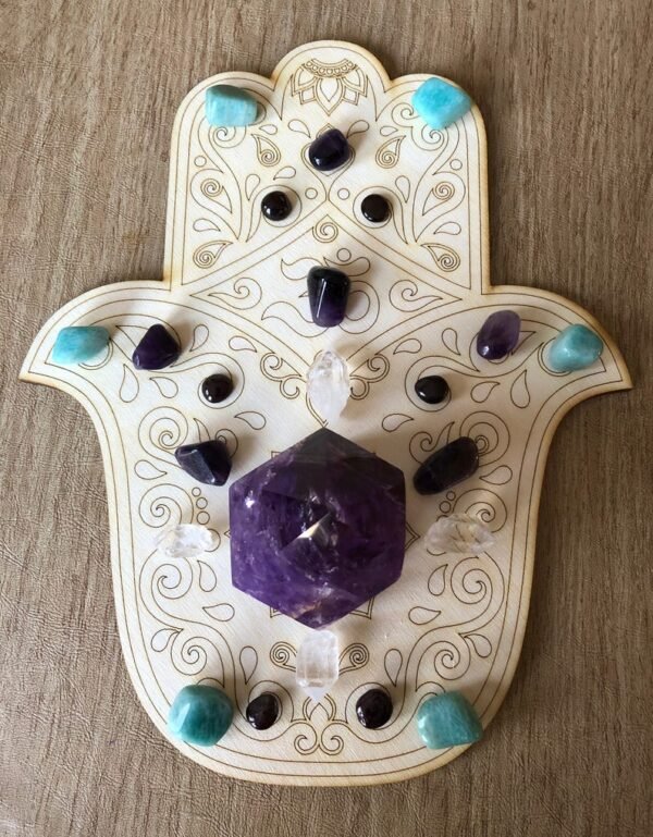 Crystal Grid~Hamsa Crystal Grid - Fatima Hand Crystal Grid - Altar Decoration