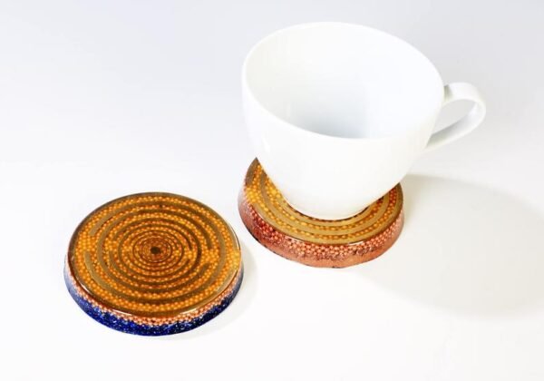 Orgone Energy~Orgone orgonite® coaster, drink charger, charging plate, water energizer, water optimizer, with 2 MWO by Lakhovsky, Golden Ratio Antenna