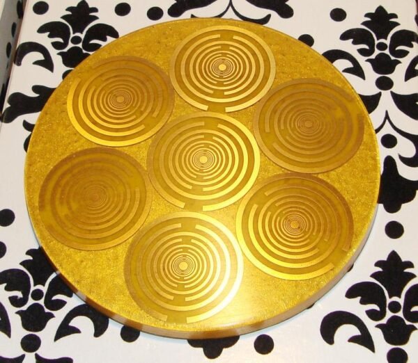 Orgone Energy~Orgone orgonite® all-powerful golden charging plate, 10’’ disc, 14 MWO by Lakhovsky, Food structure, Sacred geometry, abundance, prosperity