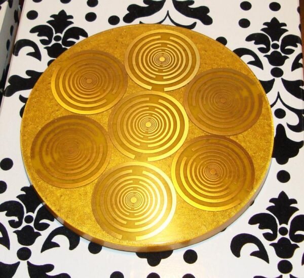 Orgone Energy~Orgone orgonite® all-powerful golden charging plate, 10’’ disc, 14 MWO by Lakhovsky, Food structure, Sacred geometry, abundance, prosperity