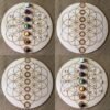 Crystal Grid~Flower of Life Chakras Crystal Grid - Chakras Crystal Grid - Chakras Wood Crystal Grid - Chakra Altar Decoration - Wood Crystal Grid