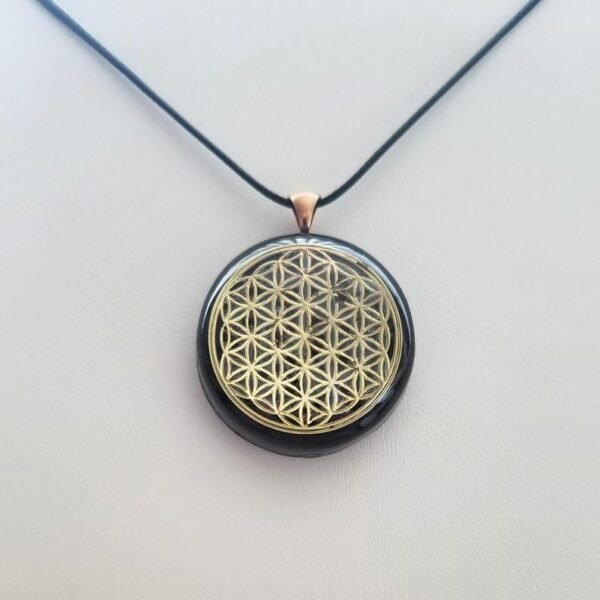 Orgone Energy~Orgonite® Pendant -Flower of Life orgone amulet pendant with quartz crystal. Protection from EMF Protection against cell phone radiation