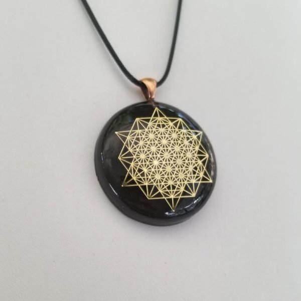 Orgone Energy~Orgonite® Pendant - 64 tetrahedron orgone amulet pendant with quartz crystal. Protection from EMF / RF radiation of cell phone