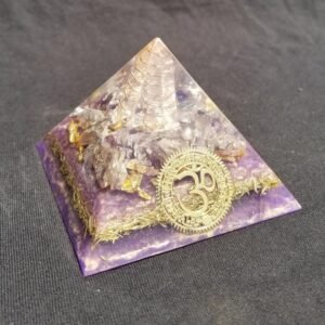Orgone Energy~Orgonite® Pyramid Aum Om Amethyst Orgone® pyramid with EMF Protection from cell phone and electronics