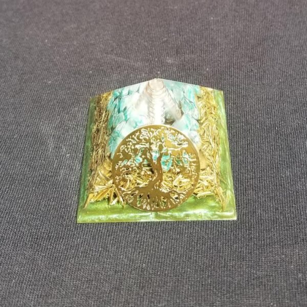 Orgone Energy~Orgonite® Pyramid Energy Healing Orgone® Pyramid Small Tree of Life Amazonite & quartz crystal EMF / RF Protection