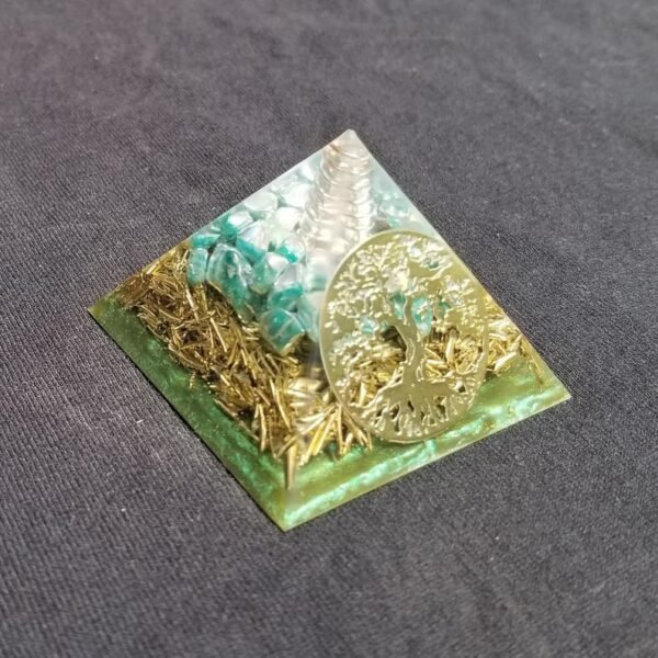Orgone Energy~Orgonite® Pyramid Energy Healing Orgone® Pyramid Small Tree of Life Amazonite & quartz crystal EMF / RF Protection