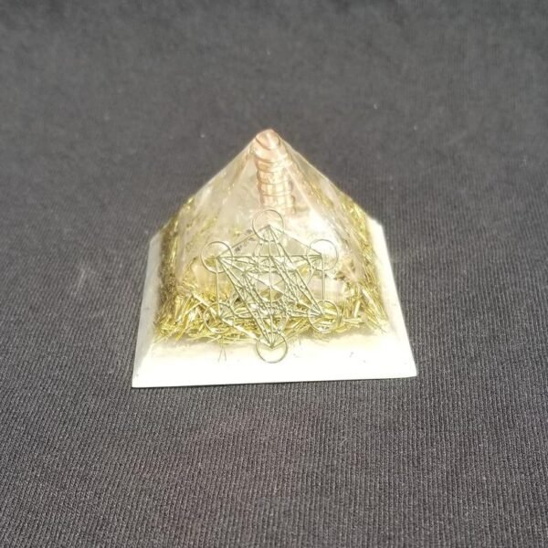 Orgone Energy~Orgonite® Pyramid Energy Healing Orgone® Pyramid Small Metatron celenite & quartz crystal EMF / RF Protection