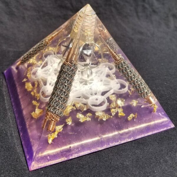 Orgone Energy~Orgone® Pyramid Energy Healing Orgonite® Pyramid Larger Amethyst Metatron merkaba & quartz crystal EMF / RF Protection