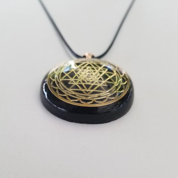 Orgone Energy~Orgonite® Pendant - Sri Yantra orgone® amulet pendant with quartz crystal. Protection from EMF / RF radiation of cell phone