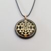 Orgone Energy~Orgonite® Pendant - Sri Yantra orgone amulet pendant with quartz crystal. Protection from EMF / RF radiation of cell phone