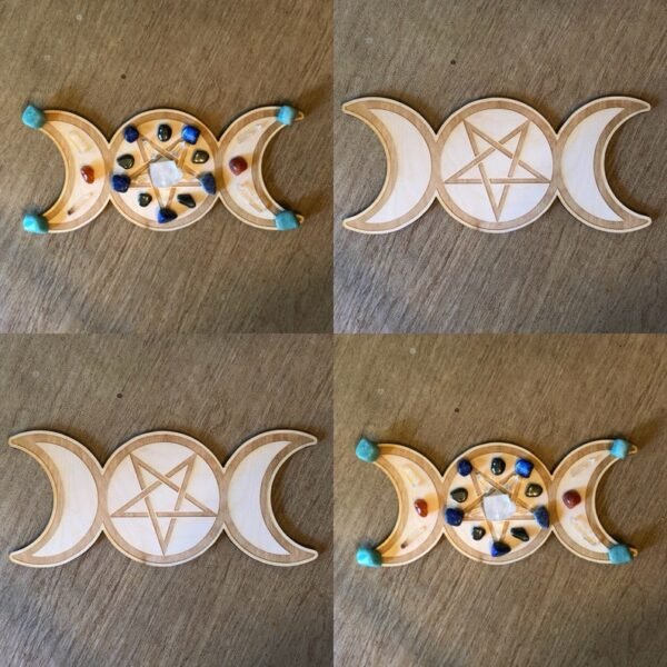 Crystal Grid~Triple Moon Pentagram Crystal Grid - Altar Decoration