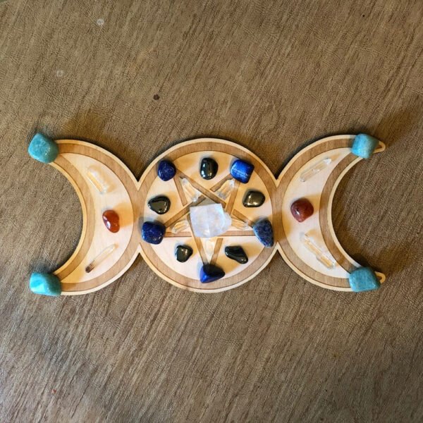 Crystal Grid~Triple Moon Pentagram Crystal Grid - Altar Decoration