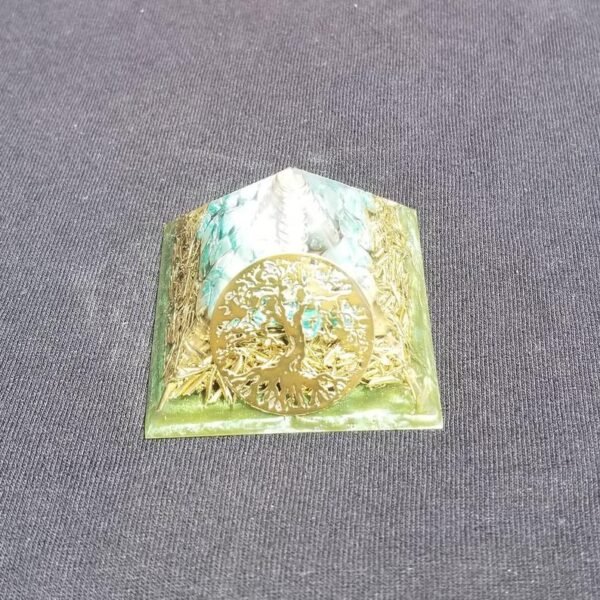 Orgone Energy~Orgonite® Pyramid Energy Healing Orgone® Pyramid Small Tree of Life Amazonite & quartz crystal EMF / RF Protection