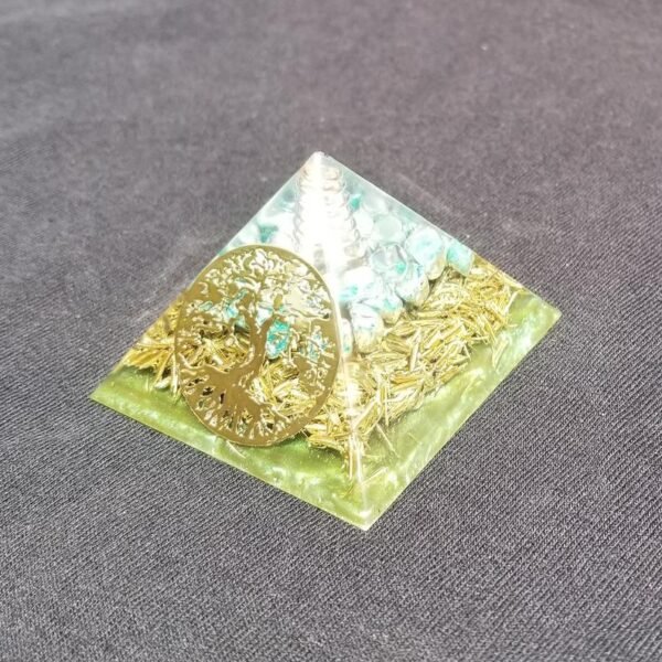 Orgone Energy~Orgonite® Pyramid Energy Healing Orgone® Pyramid Small Tree of Life Amazonite & quartz crystal EMF / RF Protection