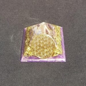 Orgone Energy~Orgonite® Pyramid Energy Healing Orgone® Pyramid Small Flower of Life Amethyst & quartz crystal EMF / RF Protection