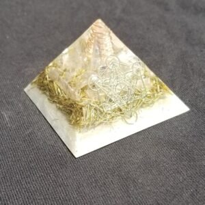 Orgone Energy~Orgonite® Pyramid Energy Healing Orgone® Pyramid Small Metatron celenite & quartz crystal EMF / RF Protection