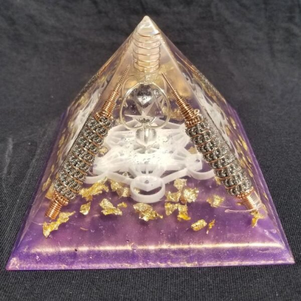 Orgone Energy~Orgone® Pyramid Energy Healing Orgonite® Pyramid Larger Amethyst Metatron merkaba & quartz crystal EMF / RF Protection