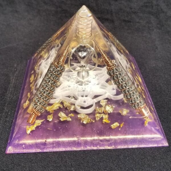 Orgone Energy~Orgone® Pyramid Energy Healing Orgonite® Pyramid Larger Amethyst Metatron merkaba & quartz crystal EMF / RF Protection