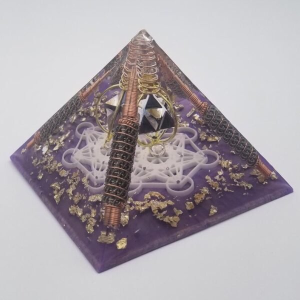 Orgone Energy~Orgone® Pyramid Energy Healing Orgonite® Pyramid Larger Amethyst Metatron merkaba & quartz crystal EMF / RF Protection